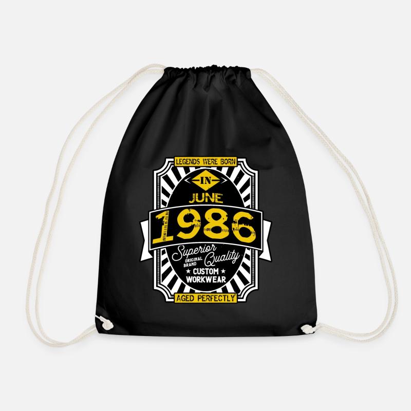 1986 JUNE - Drawstring Bag - black