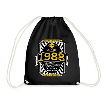 1988 APRIL - Drawstring Bag - black - Front