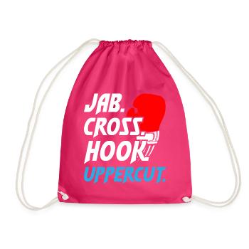 Boxing Jab Cross Hook Uppercut1 - Turnbeutel - Fuchsia - Vorne