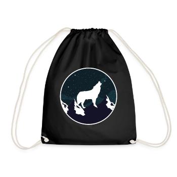 WOLF mountain gift - Drawstring Bag - black - Front