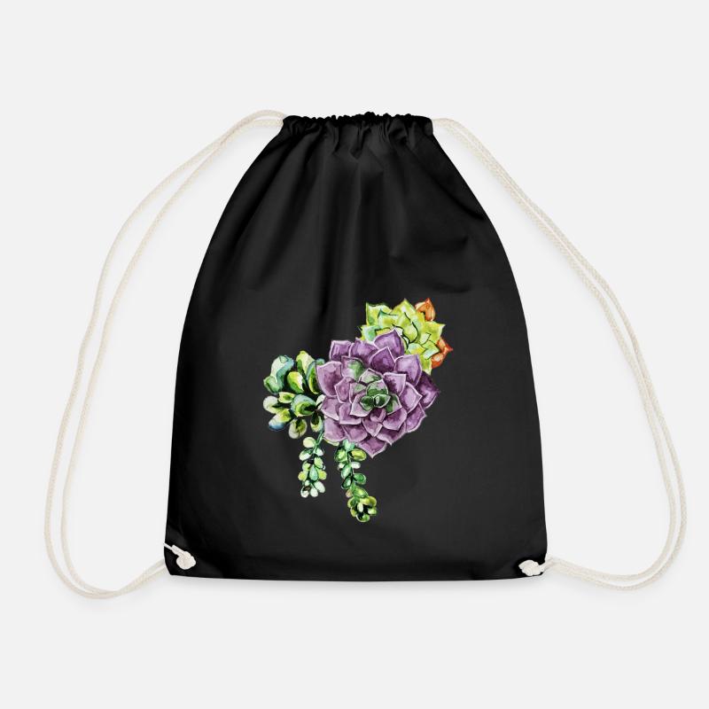 succulents - Drawstring Bag - black