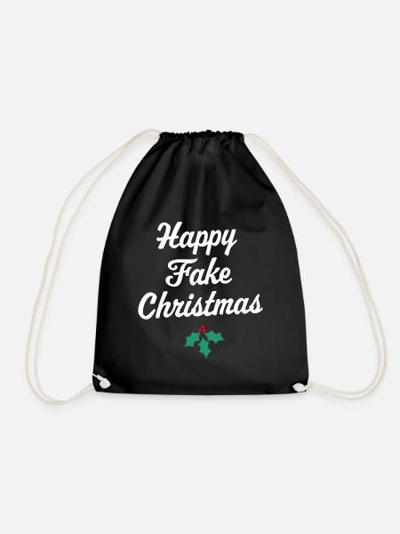 Happy Fake Christmas - Drawstring Bag - black