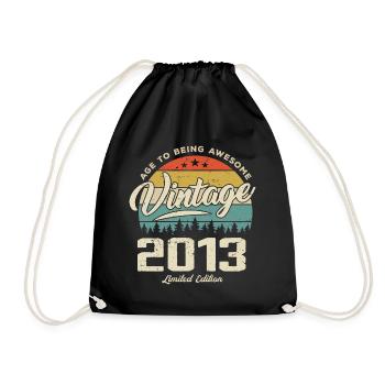 Vintage Retro Style Anniversary Gift 2013 - Drawstring Bag - black - Front