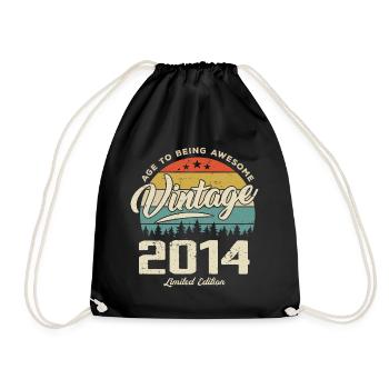 Vintage Retro Stil Jubiläumsgeschenk 2014 - Turnbeutel - Schwarz - Vorne