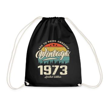 Vintage 1973 Retro Style Anniversary Gift 1973 - Drawstring Bag - black - Front