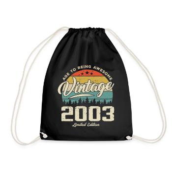 Vintage Retro Style Anniversary Gift 2003 - Drawstring Bag - black - Front