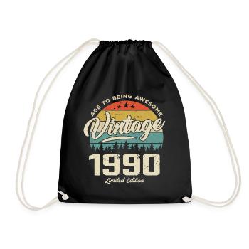 Vintage, 1990er Jahre, Retro-Stil, Jubiläumsgeschenk 1990er Jahre - Turnbeutel - Schwarz - Vorne