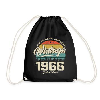 Jahrgang 1966 Retro-Stil Jubiläumsgeschenk 1966 - Turnbeutel - Schwarz - Vorne