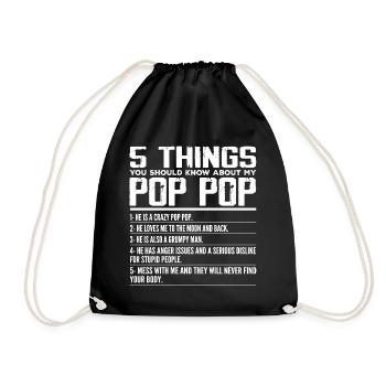 5 Things You Should Know About Pop Pop - Grandpa - Drawstring Bag - black - Front