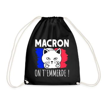 Macron On T'Emmerde ! Chat Chaton Humour - Sac de sport léger - noir - Devant
