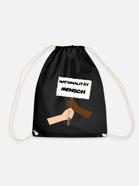 Antifaschismus Nationalität Mensch Antirassismus - Turnbeutel - Schwarz