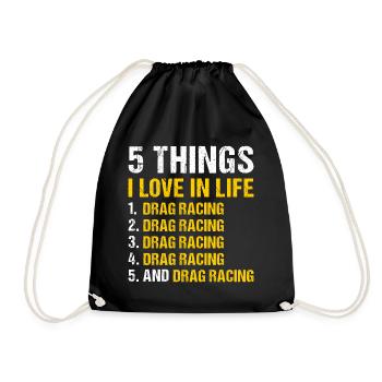 Sport 5 choses que j’aime dans la vie Course de dragster - Sac de sport léger - noir - Devant