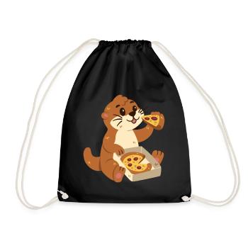Loutre à la pizza - Sac de sport léger - noir - Devant