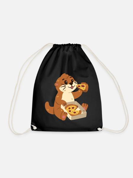 Otter mit Pizza - Turnbeutel - Schwarz