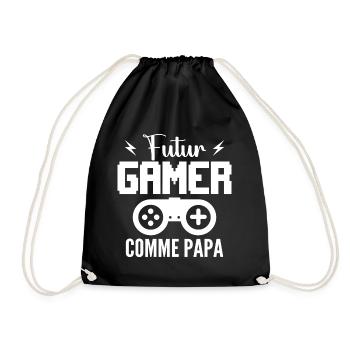 Future Gamer Like Dad - Neuer Papa - Turnbeutel - Schwarz - Vorne