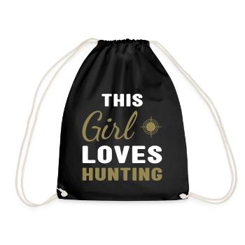 chasseur Cette fille aime la chasse - Sac de sport léger - noir - Devant
