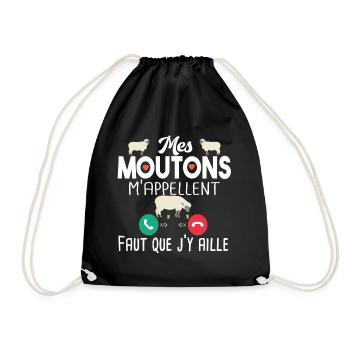 Mouton Brebis Agneau Ferme Cadeau Citations Humour - Sac de sport léger - noir - Devant