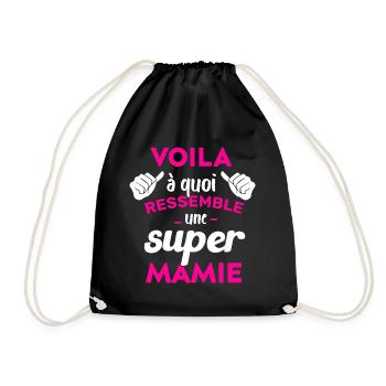 Super Mamie Cadeau Humour Personnalisé - Sac de sport léger - noir - Devant