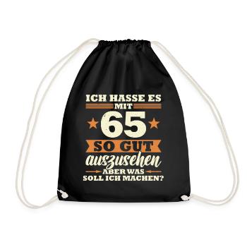 65 Jahre Spruch lustig 65 Geburtstag Geschenk - Turnbeutel - Schwarz - Vorne