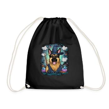Le berger allemand est un magicien avec une baguette magique - Sac de sport léger - noir - Devant