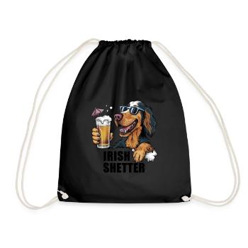 Cooler Irish Setter mit Bier und Sonnenbrille - Turnbeutel - Schwarz - Vorne