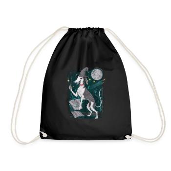 Magic Greyhound in Wizard Outfit for Wizard - Drawstring Bag - black - Front