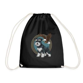 Miniature Schnauzer with majestic bald eagle - Drawstring Bag - black - Front