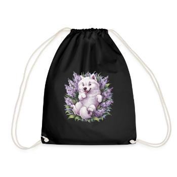 Spitz Samoyède doux avec un beau lilas - Sac de sport léger - noir - Devant