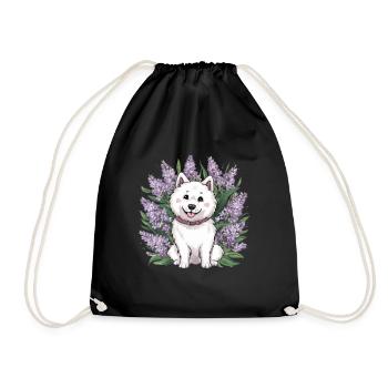 Spitz Samoyède doux avec un beau lilas - Sac de sport léger - noir - Devant