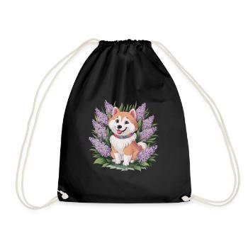 Spitz Samoyède doux avec un beau lilas - Sac de sport léger - noir - Devant