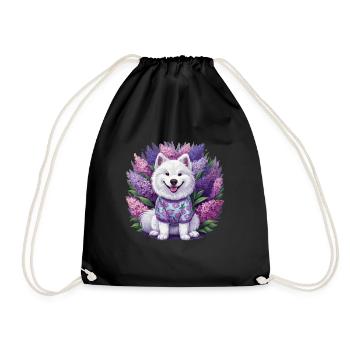 Spitz Samoyède doux avec un beau lilas - Sac de sport léger - noir - Devant