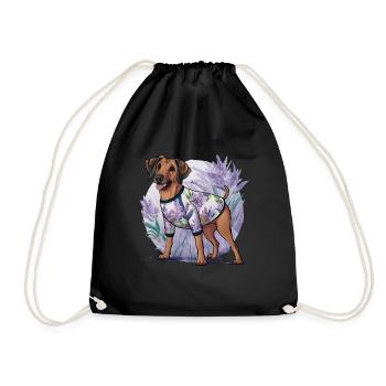 Rhodesian Ridgeback Lion Dog in Cartoon Style - Drawstring Bag - black - Front