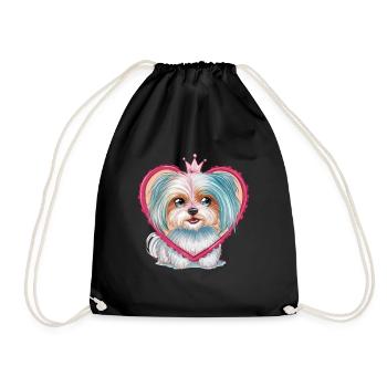 Maltese with crown and heart - Drawstring Bag - black - Front