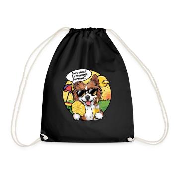 Lion with lemonade - Drawstring Bag - black - Front