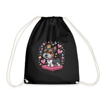 Norfolk Terrier with Hearts, Crown, Butterflies - Drawstring Bag - black - Front
