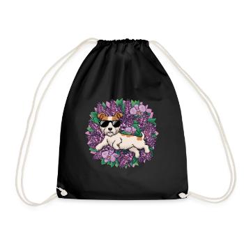 Norfolk Terrier mit Sonnenbrille und Orchideen - Turnbeutel - Schwarz - Vorne