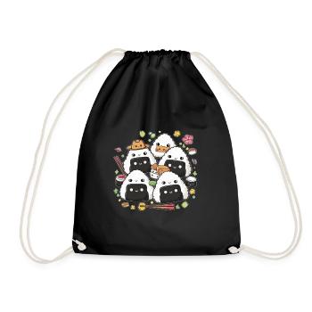 Niedliche Kawaii Onigiri Reisbällchen - Turnbeutel - Schwarz - Vorne