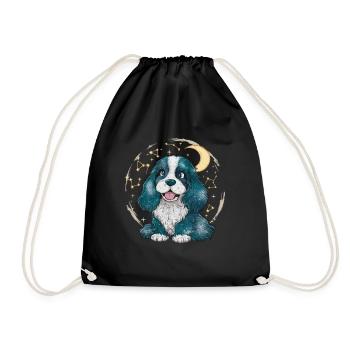 Süßer Cocker Spaniel mit Mond und Sternen - Turnbeutel - Schwarz - Vorne