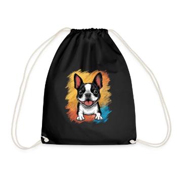 Mignon dessin animé Boston terrier avec des lunettes de soleil - Sac de sport léger - noir - Devant