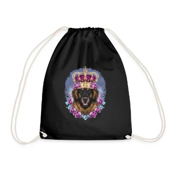 Chien Leonberger mignon avec couronne et orchidées - Sac de sport léger - noir - Devant