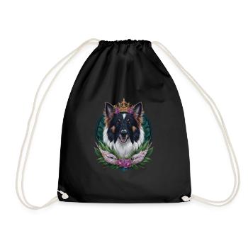 Belgian Shepherd Dog with Crown, Lilac - Drawstring Bag - black - Front