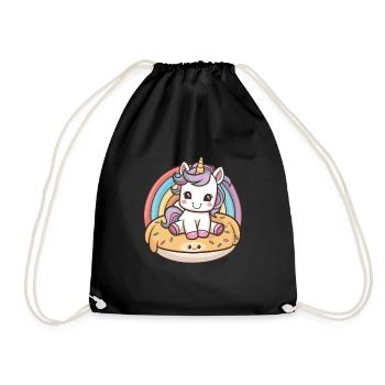 Licorne kawaii avec une nourriture délicieuse - Sac de sport léger - noir - Devant