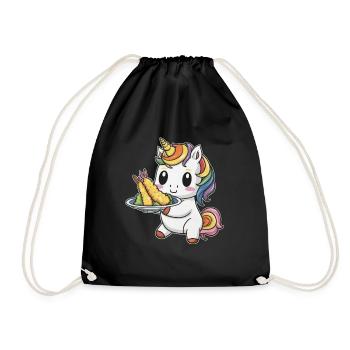 Licorne Kawaii avec Tempura de Crevettes - Sac de sport léger - noir - Devant