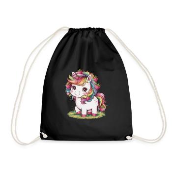 Licorne Kawaii aux fraises - Sac de sport léger - noir - Devant