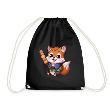 Kawaii Fuchs mit Hanami Dango - Turnbeutel - Schwarz - Vorne