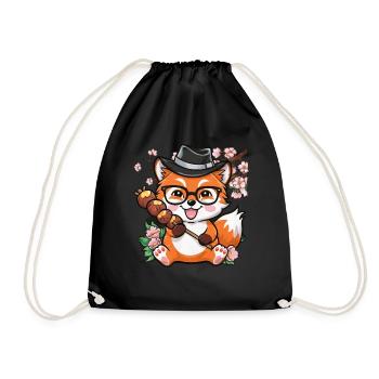 Kawaii Fuchs mit Hanami Dango - Turnbeutel - Schwarz - Vorne