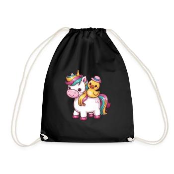 Licorne kawaii avec canard en caoutchouc mignon - Sac de sport léger - noir - Devant