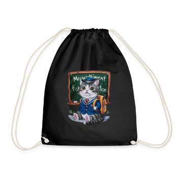 Kawaii Katze trägt tradionelle Schuluniform - Turnbeutel - Schwarz - Vorne