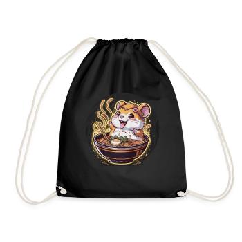 Kawaii Hamster mit Ramen Nudelsuppe - Turnbeutel - Schwarz - Vorne