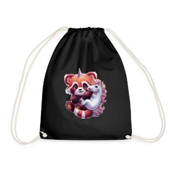Süßer roter Kawaii Panda im Cartoon Look - Turnbeutel - Schwarz - Vorne